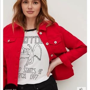 Ruby red denim trucker jacket brand new